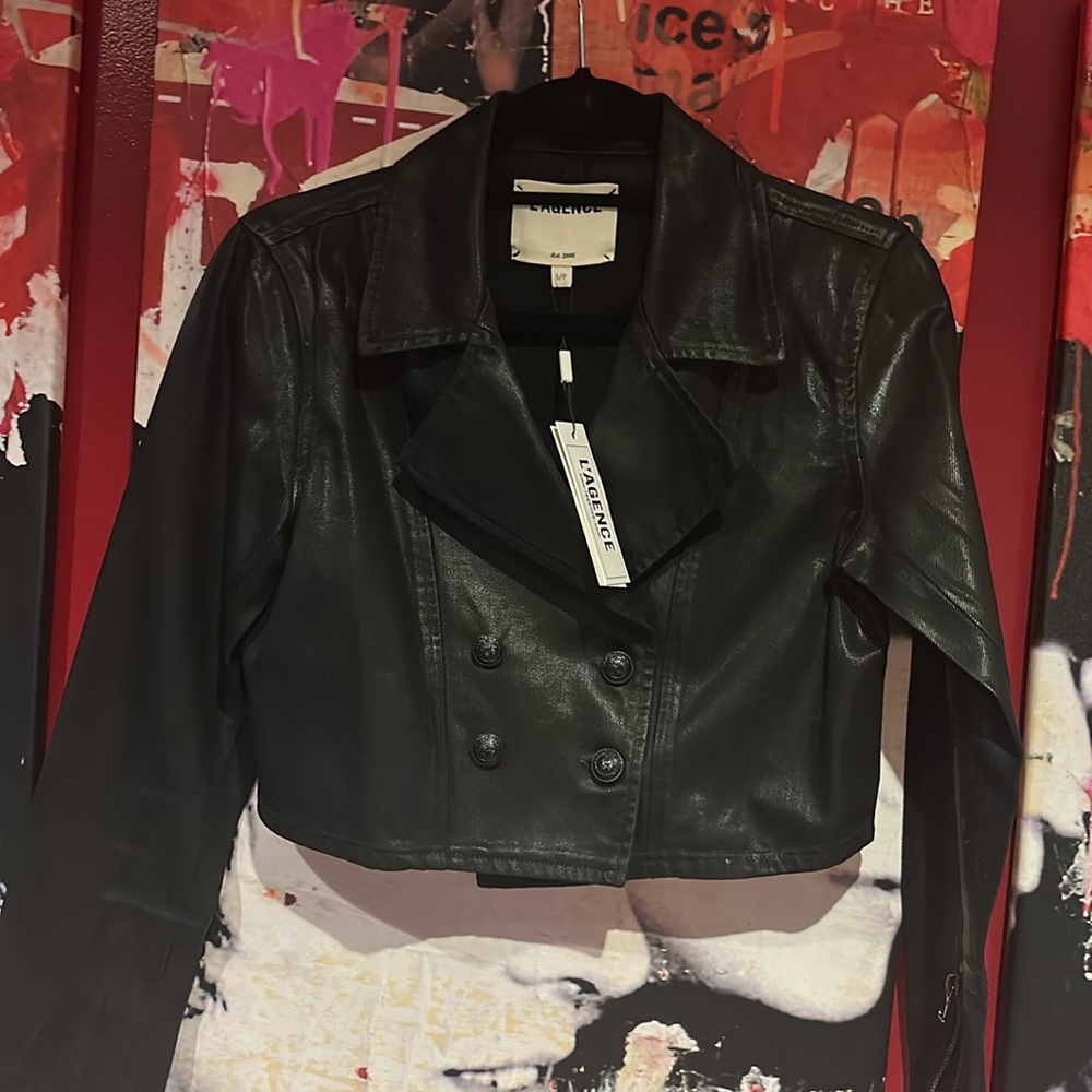 Black Women's Cropped Leather Jacket